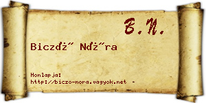 Biczó Nóra névjegykártya